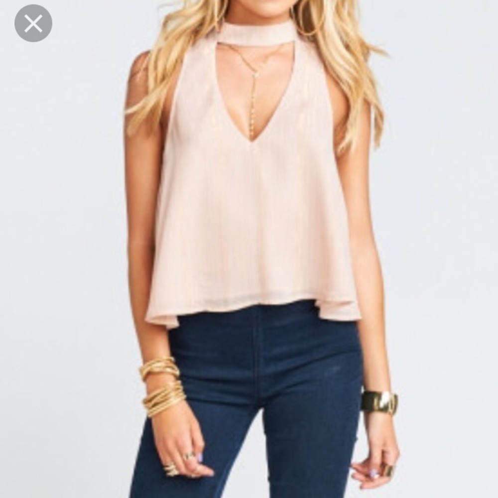 Casey Collar Top, blush